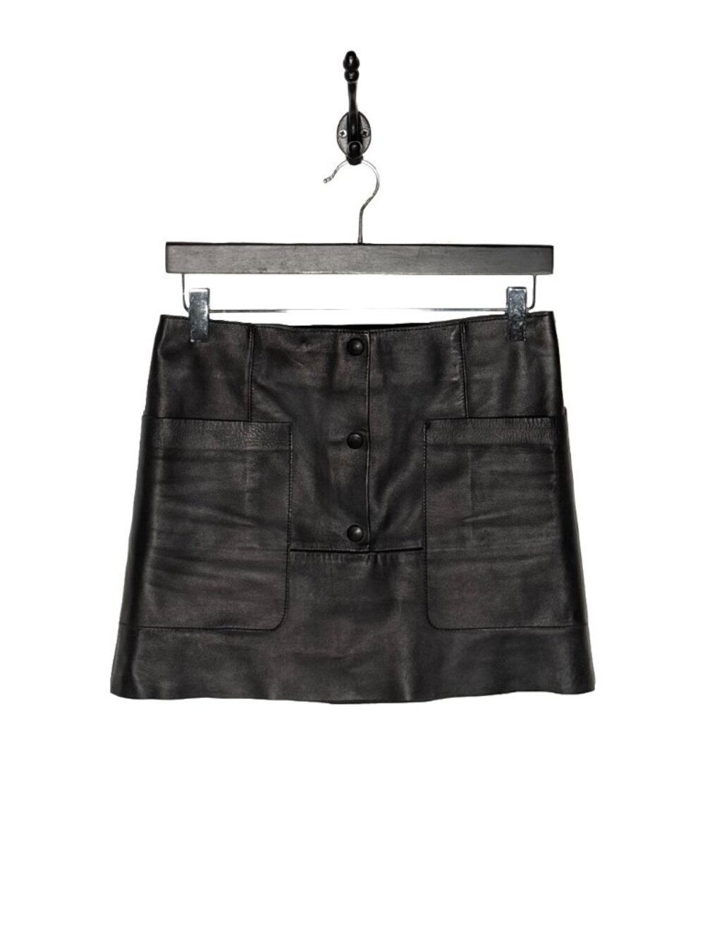 Acne Studios PSS16 Black Leather Koby Mini Skirt